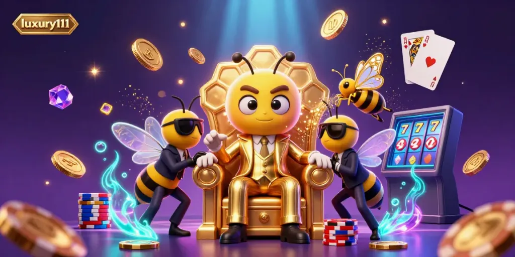 Experience the vibrant thrill of luxury111 with mesmerizing casino elements and a unique bumblebee mob boss scene.
