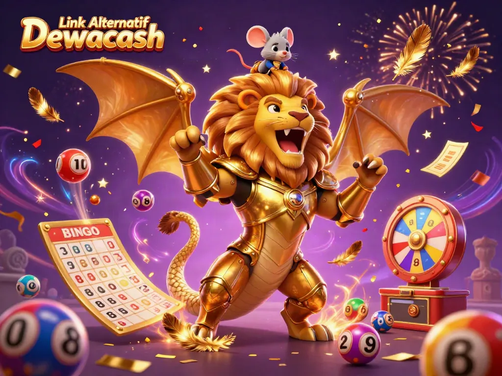 Experience thrilling moments with Link Alternatif Dewacash in this vibrant casino-themed illustration.