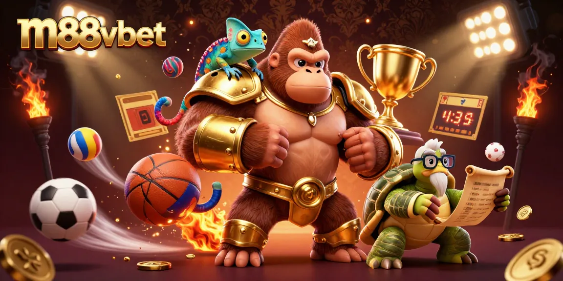 Experience thrilling action with m88vbet in this vibrant 3D casino scene featuring dynamic gaming elements.