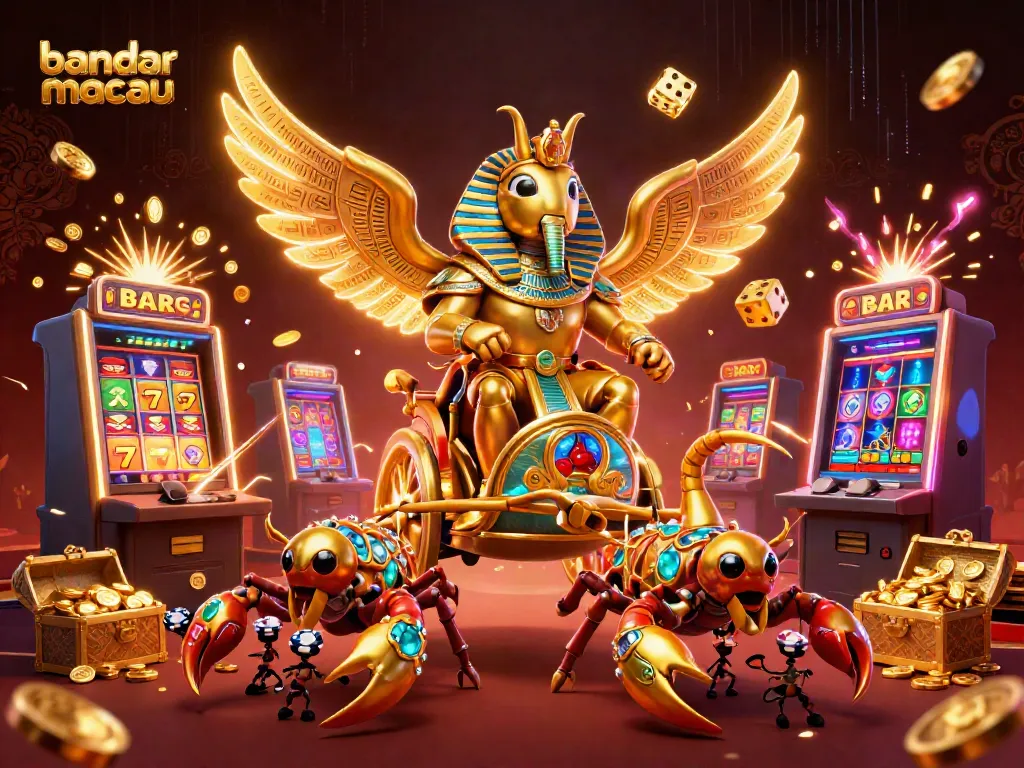 Menggandakan peluang menang di bandar macau dengan simbol slot dan karakter menarik.