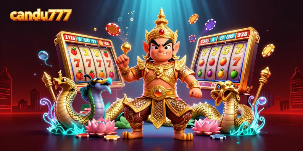 Menangkan jackpot besar di CANDU777 dengan elemen kasino yang menarik dan kombinasi karakter.