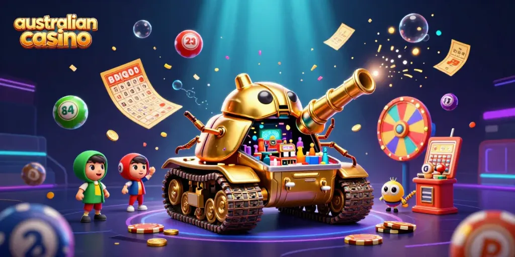 Experience the excitement of an australian casino with a vibrant scene full of dynamic game elements.