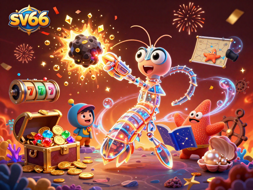Experience winning excitement at sv66 with a vibrant 3D casino scene filled with treasures.