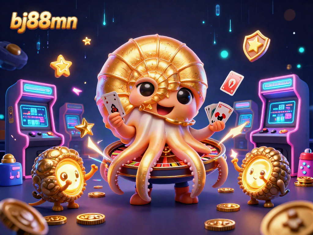 Experience the vibrant thrills of bj88mn with a giant nautilus roulette wheel and colorful gaming elements.
