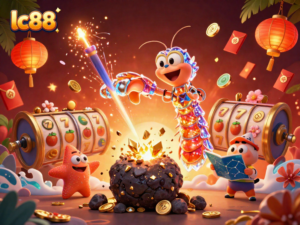 Experience winning strategies with lc88 in this vibrant casino-themed cosmic illustration.