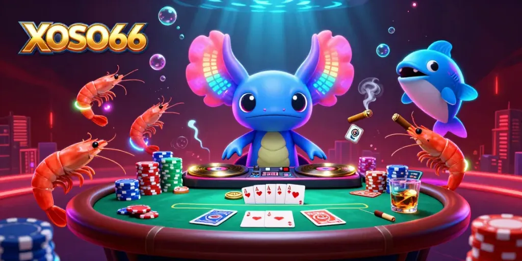 XOSO66 delivers an electrifying online casino experience featuring neon characters spinning action-packed games.
