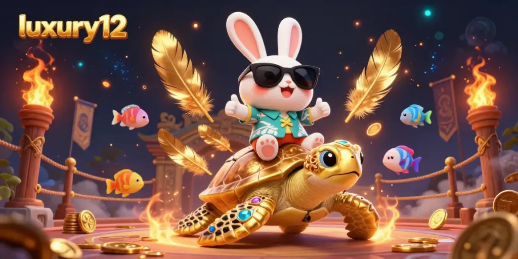 Engage with luxury12's thrilling casino adventure featuring a lucky rabbit and golden turtle!