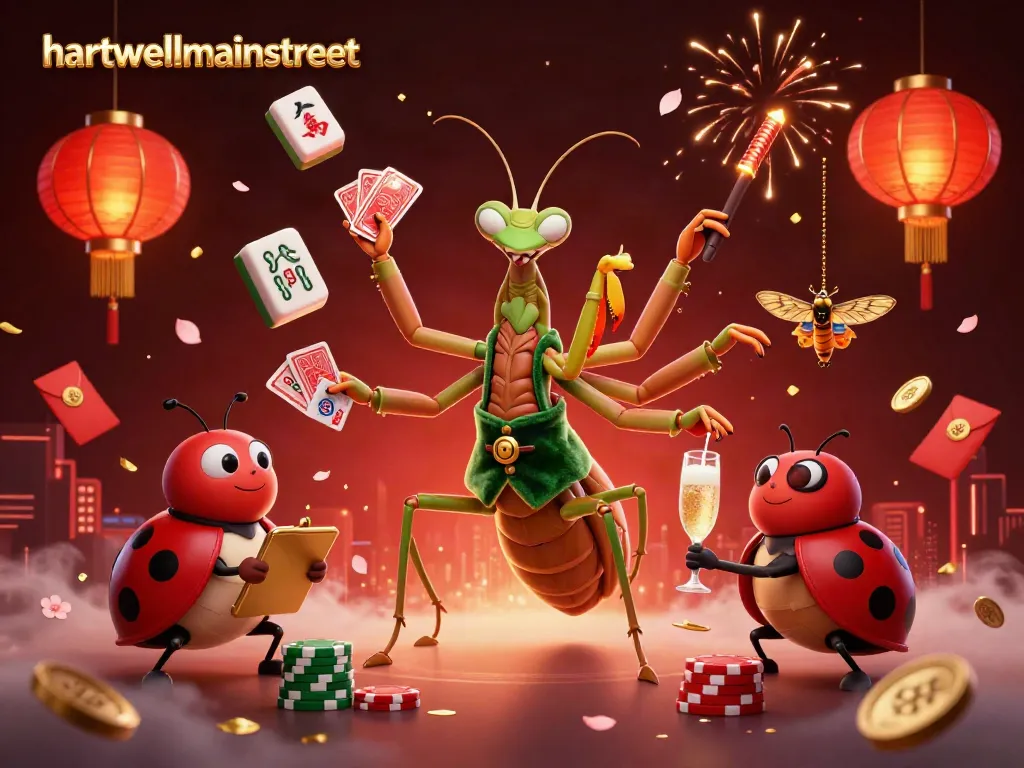 hartwellmainstreet แสดงภาพการ์ตูน 3D ที่ล้อมรอบด้วยเกมคาสิโน และองค์ประกอบที่ดึงดูดใจ